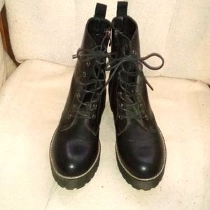 Dirty Laundry Shoes, Dirty Laundry, Combat Boots, Black Faux Leather, size 9.